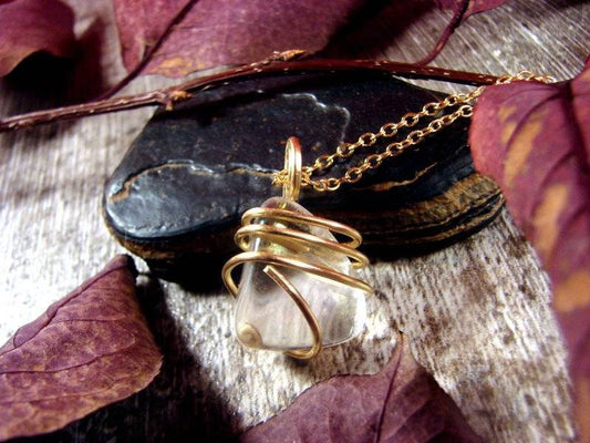 LUMINOUS FANTASY AURA TITANIUM CRYSTAL NECKLACE BRONZE GOLD REIKI 8