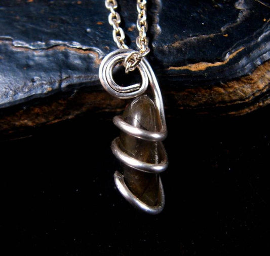 NORTHERN LIGHTS LABRADORITE CRYSTAL PENDANT STERLING SILVER REIKI 302