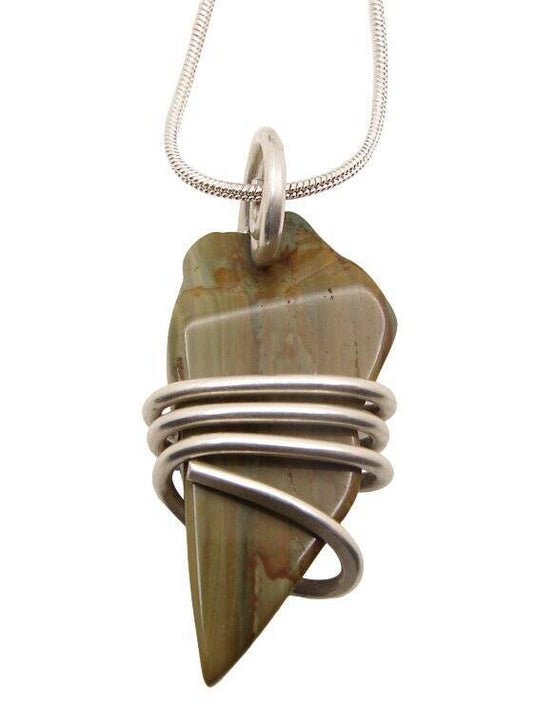 47.5 cts - NEW RADIANCE JASPER ART AMULET PENDANT Necklace STERLING SILVER #101