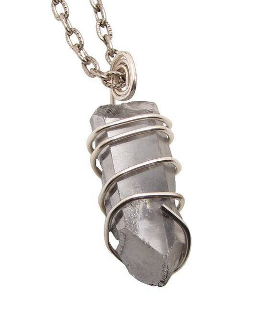 SILVER AURA PENDANT STERLING SILVER COPPER LEMURIAN SEED QUARTZ #10