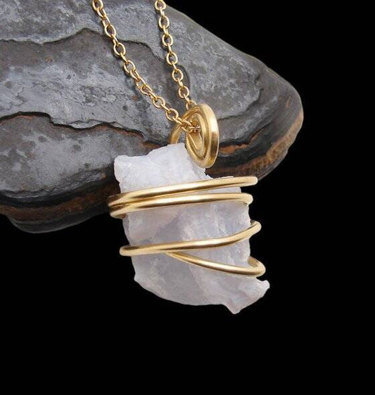 Beautiful Blue Chalcedony Agate Pendant Merlin's Gold #101