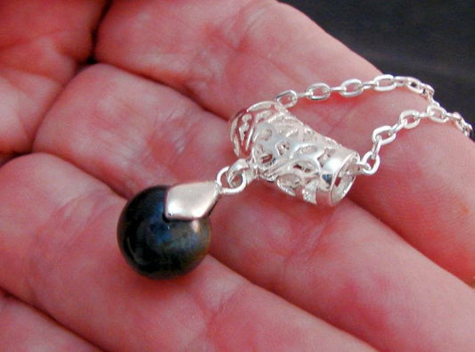GENUINE PIETERSITE ENERGY JEWELRY AMULET SILVER PENDANT 18" CHAIN!