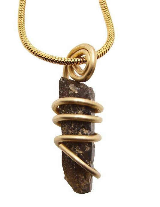 RARE BLACK DRAGON QUARTZ PENDANT IN BRONZE MERLIN'S GOLD #653