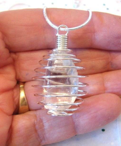 Titanium Aura Polished Gemstone Pendant Silver Free Chain