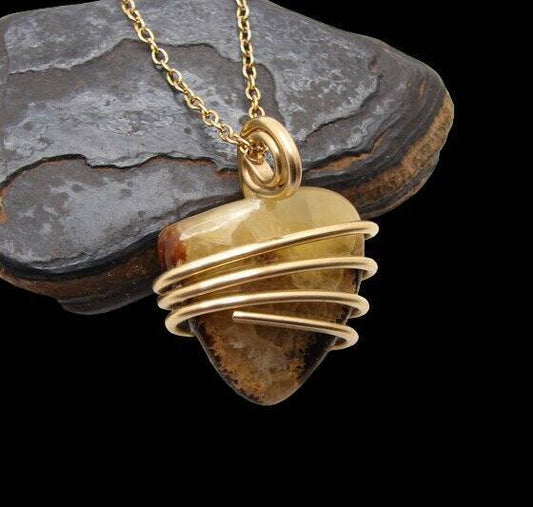 Coolest Pendant on Earth Septarian Nodule Pendant Bronze Gold 12