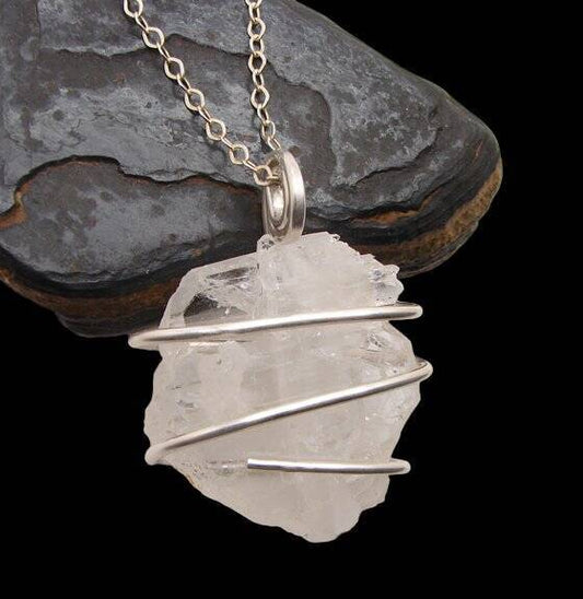 FADEN QUARTZ CRYSTAL PENDANT ASTRAL TRAVEL, STERLING SILVER #106
