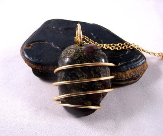 South Africa Dragonstone Pendant Amulet Merlin's Gold Bronze 10