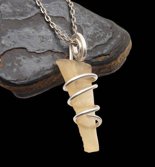 AUTHENTIC Libyan Desert Glass! Meteorite Sterling Silver Pendant 402