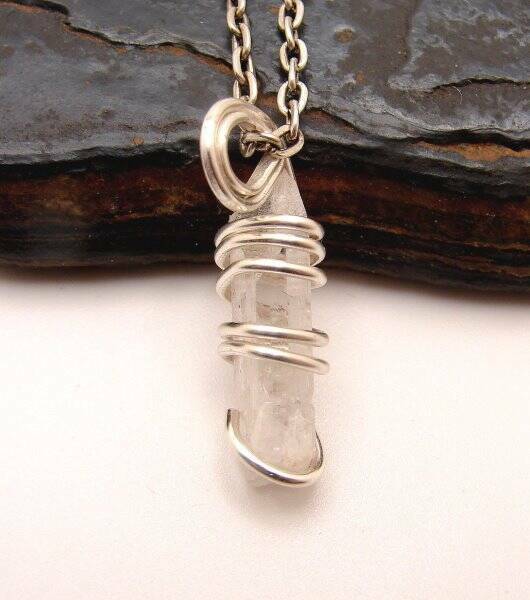 DANBURITE PENDANT RARE POWERFUL Pleiadian Starbrary Crystal Silver Copper #402