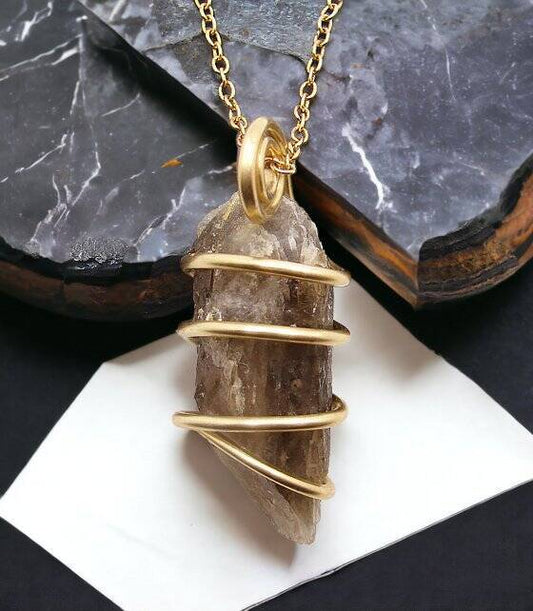 RARE BLACK DRAGON QUARTZ PENDANT IN BRONZE MERLIN'S GOLD 903