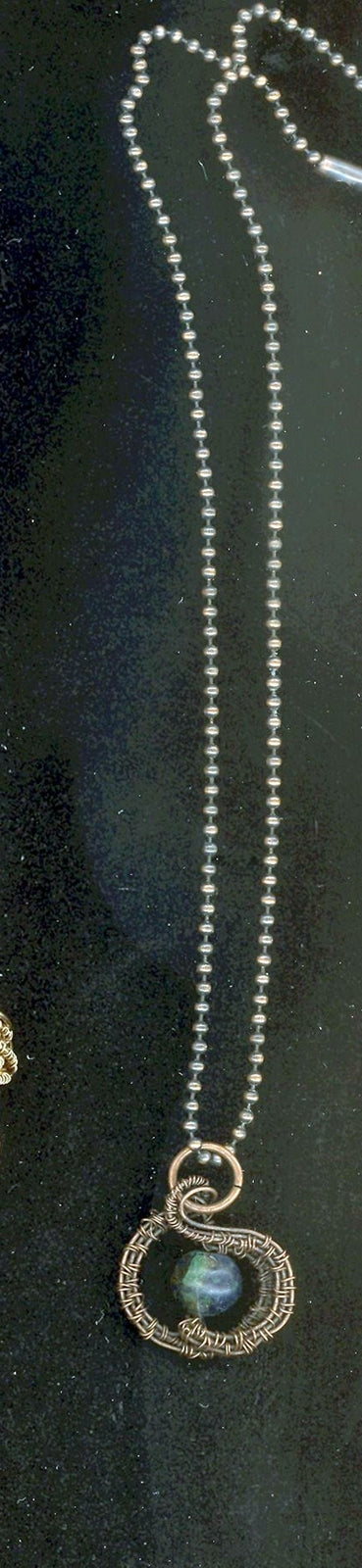 STONE OF HEAVEN SINGING AZURITE AMULET PENDANT ANTIQUE COPPER CHAIN 18"