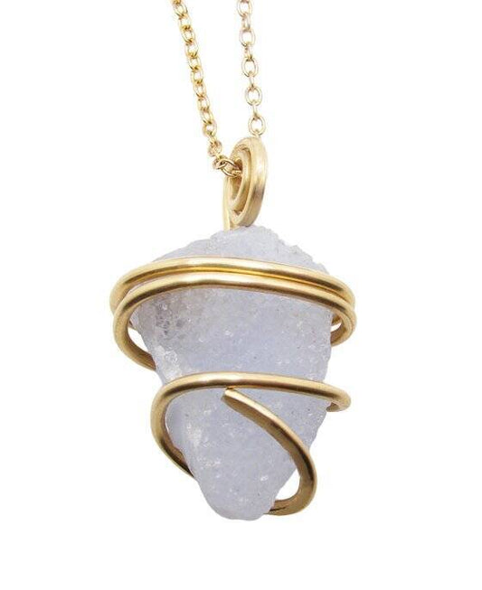 Beautiful Blue Chalcedony Agate Pendant Merlin's Gold #100