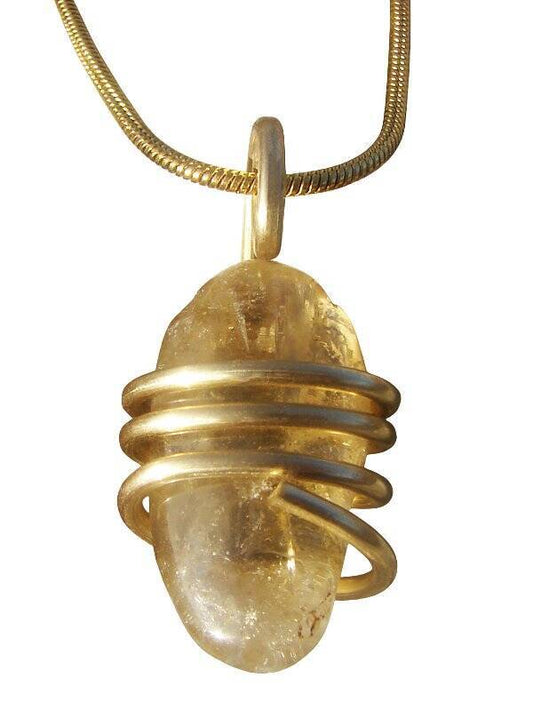 Kundalini African Congo Citrine Lemurian Pendant, Genuine South Africa #313