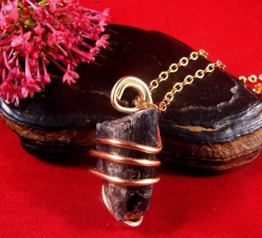 Blue Kyanite Gemstone Pendant Necklace MERLIN'S GOLD 113