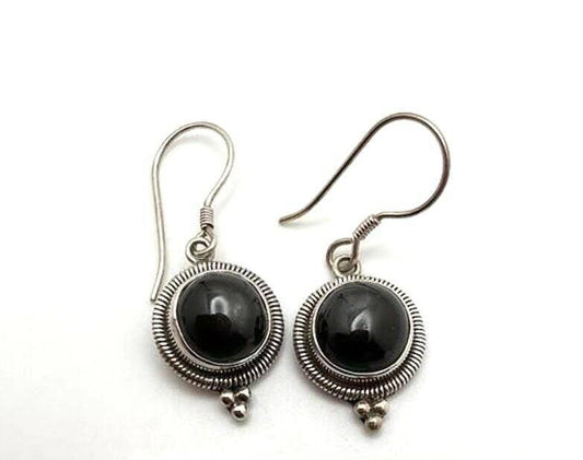 STAR RUBY KRISHNA EARRINGS FROM INDIA STERLING SILVER