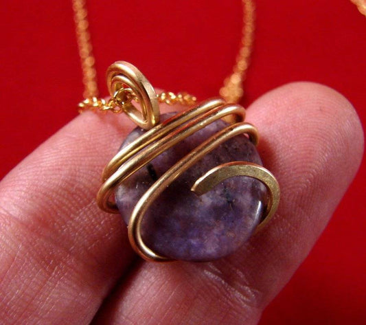 SALE Grape Purple Russian Charoite Pendant Bronze Merlin's Gold 24
