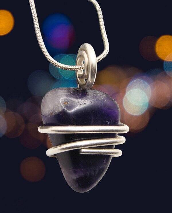 Handmade Crystal Jewelry African Amethyst Pendant Real Crystals Purple #15