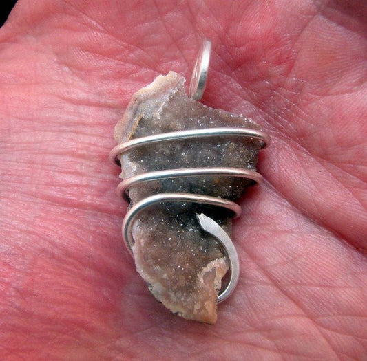 MYSTIC ORANGE QUARTZ DRUZY DRUSY PENDANT STERLING SILVER # 1