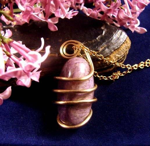 SALE Grape Purple Russian Charoite Pendant Bronze Merlin's Gold #46