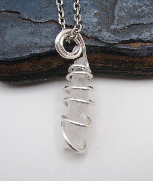 DANBURITE PENDANT RARE POWERFUL Pleiadian Starbrary Crystal Silver Copper #358