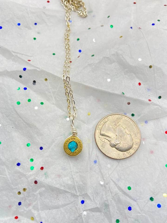 Bullet Necklace with Genuine Turquoise Stones .204 Caliber Ruger Arizona