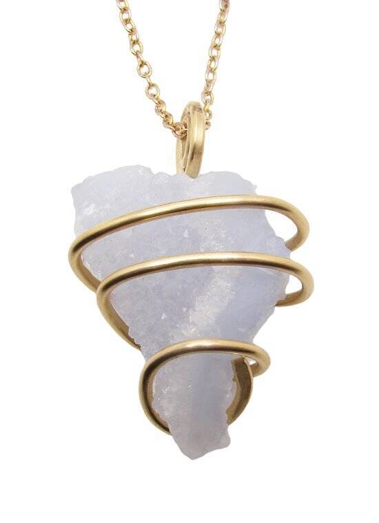 Beautiful Blue Chalcedony Agate Pendant Merlin's Gold #103