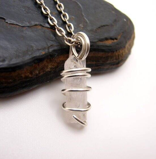 DANBURITE PENDANT RARE POWERFUL Pleiadian Starbrary Crystal Silver Copper 414