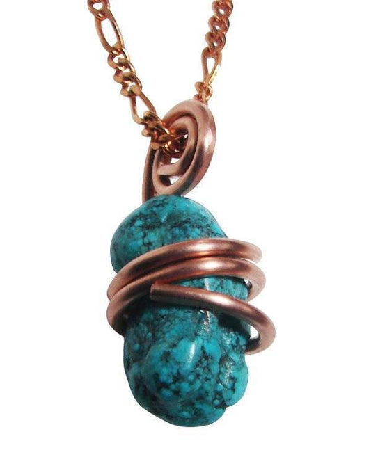 Gorgeous Hand Forged Natural Blue Turquoise Pendant Copper #121
