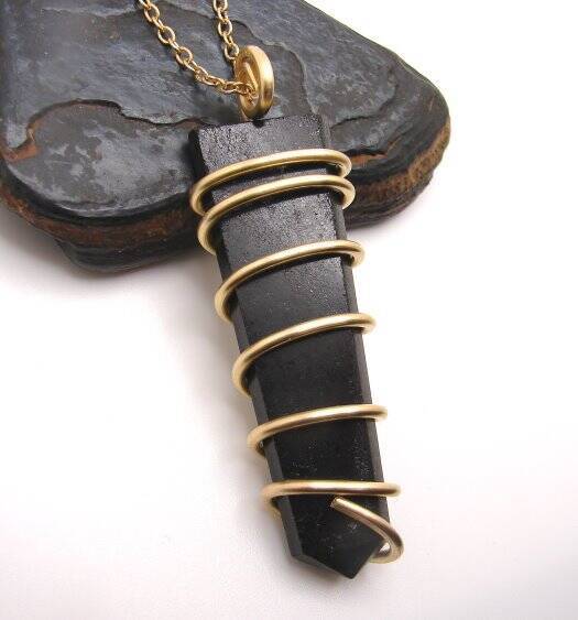 Black Tourmaline Crystal, Chakra Protection, Pendant #20