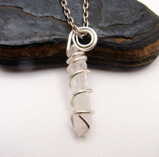 DANBURITE PENDANT RARE POWERFUL Pleiadian Starbrary Crystal Silver Copper #404