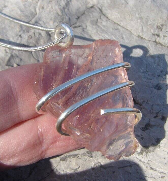 Gorgeous Genuine Monatomic Andara Crystal Pendant Silver #441