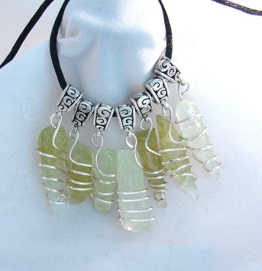 GREEN ELESTIAL MOLDAVITE CALCITE CRYSTAL PENDANT from MEXICO