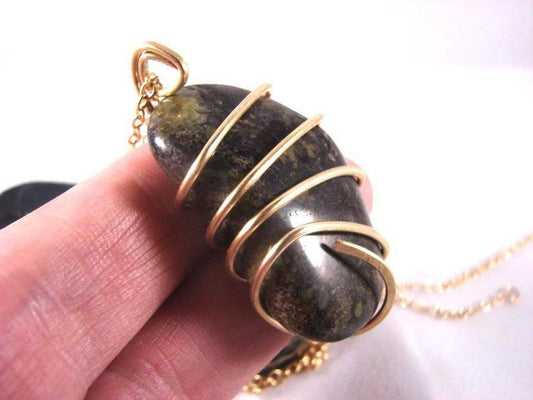 Hand Forged Dragonstone Pendant in Merlin's Gold Bronze Africa #16