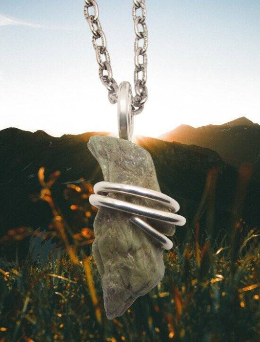 Green Heulandite Crystal Necklace Zeolite Handmade Jewelry Sterling Silver #5