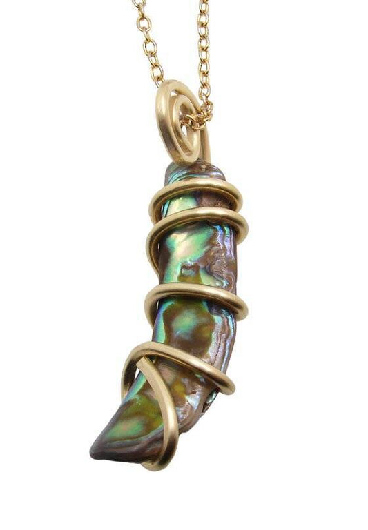 TW: 6.6 grams Abalone Pau Shell Pendant in Merlin's Gold 52