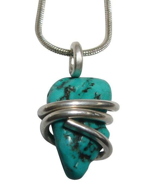 Gorgeous Hand Forged Natural Blue Turquoise Pendant Silver #132