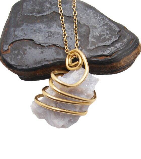 Beautiful Blue Chalcedony Agate Pendant Merlin's Gold #101