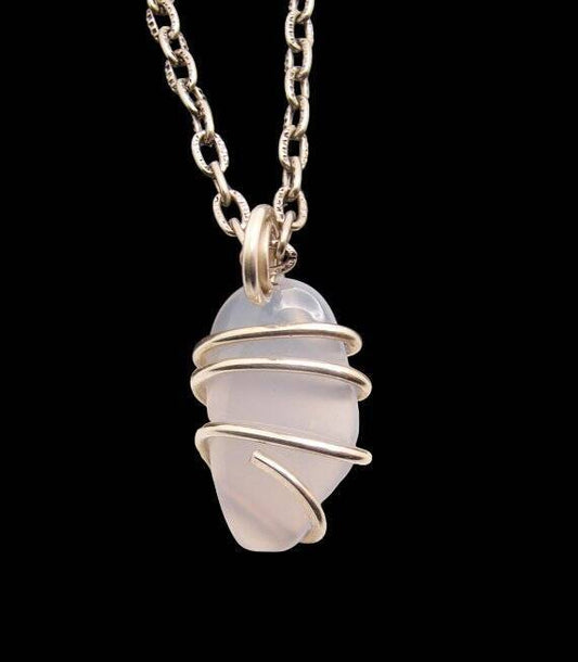 Calming Energy Blue Chalcedony Pendant Sterling Silver #126