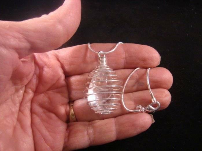 Activated Titanium Aura Polished Gemstone Pendant Silver Free Chain - Psychic Pathways