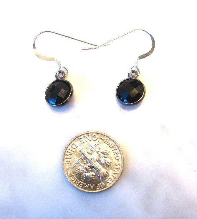 Vibrant Black Quartz Drop Sterling Silver SS Earrings - Kay Lynne Nelsen - Psychic Pathways