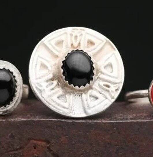 ENERGY RING JEWELRY ~VISIONS~ BLACK ONYX STERLING SILVER SS SIZE 6.75 #5