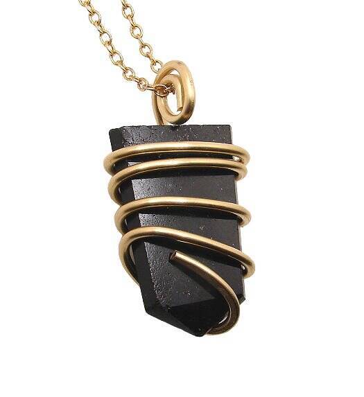 Black Tourmaline Crystal , Chakra Protection, Pendant  23