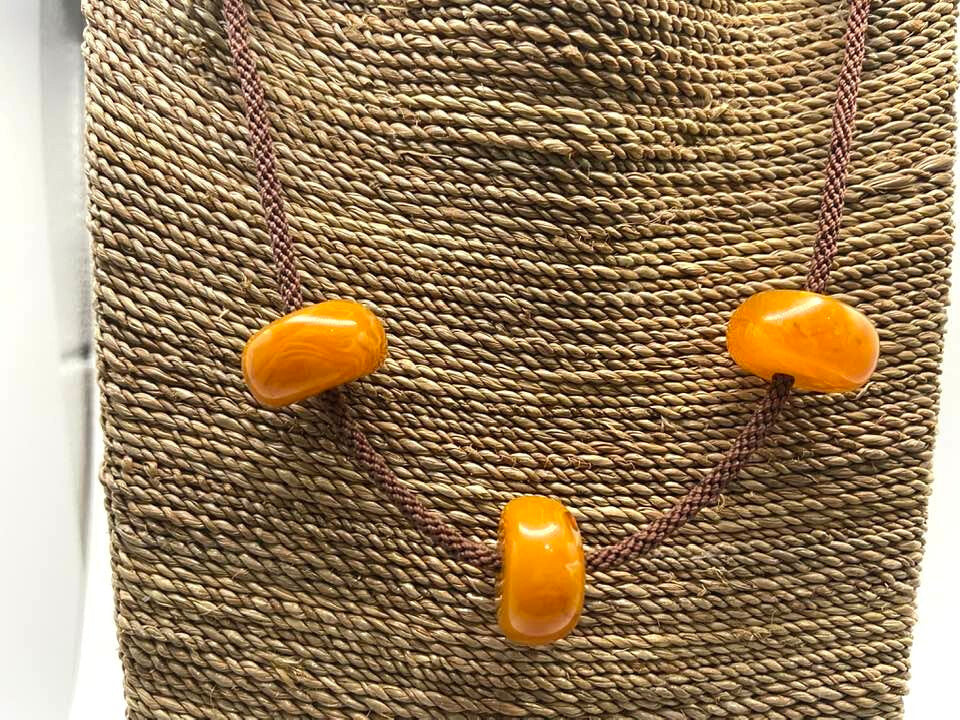 chunky Kay Lynne Nelsen Amber & Agate Necklace