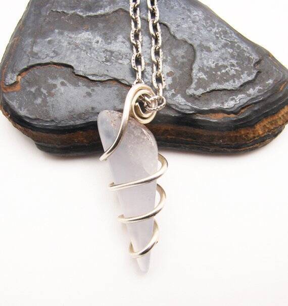 Calming Energy Blue Chalcedony Pendant Sterling Silver #127