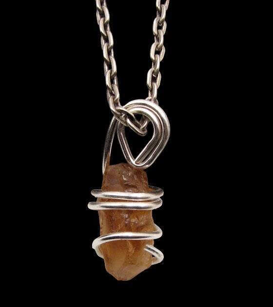 RARE AFRICAN CONGO LEMURIAN NATURAL CITRINE KUNDALINI QUARTZ WAND PENDANT #46