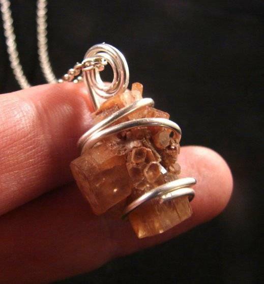Aragonite Star Crystal Pendant Sterling Silver 6