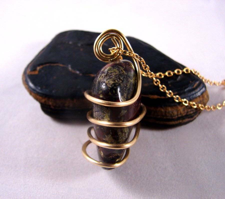 South Africa Dragonstone Pendant Amulet Merlin's Gold Bronze 10