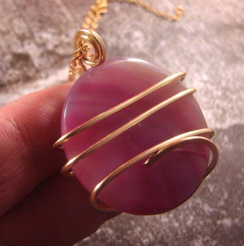 Vibrant Agate Slice Pendant Necklace Talisman Pendant in Bronze #23