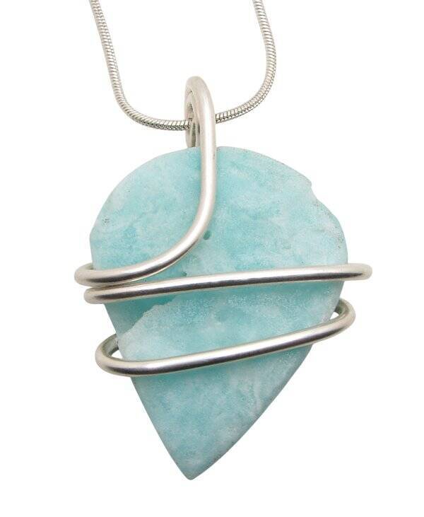 Sky Blue Angel Aragonite Star Crystal Pendant Real Crystals Third Eye Chakra #15