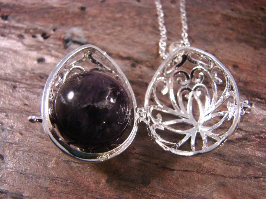 Wish Box Amethyst Necklace, Harmony Angel Locket
